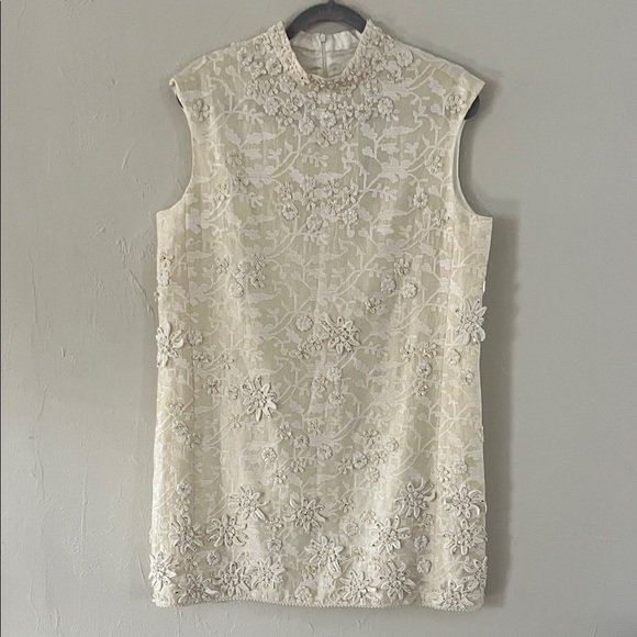 Anthropologie Payal Jain Archer Mini Dress Size 10 Cream Ivory Floral Silk NWT - Picture 4 of 16
